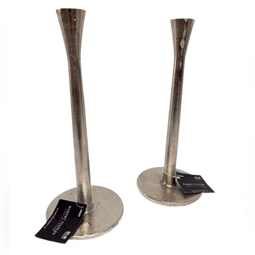 Robert Stanley Home Collection Taper Candle Holder Silver Toned NWT